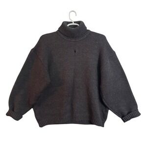 Robbie Read Knitwear X Large Wool Turtleneck Sweater Made in England Charcoal